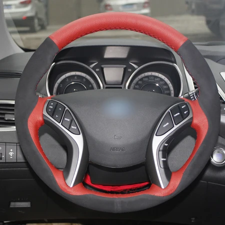 DIY чехол рулевого колеса автомобиля замша Корова кожа для hyundai Elantra 2011- Avante i30 2012- Оплетка на руль - Название цвета: Style2