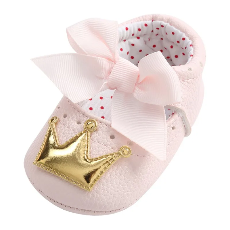 Обувь для маленьких девочек с изображением короны-бабочки; нескользящая обувь для малышей; обувь для первых шагов; обувь принцессы с мягкой подошвой Mary Jane; детская обувь для малышей - Цвет: PJ