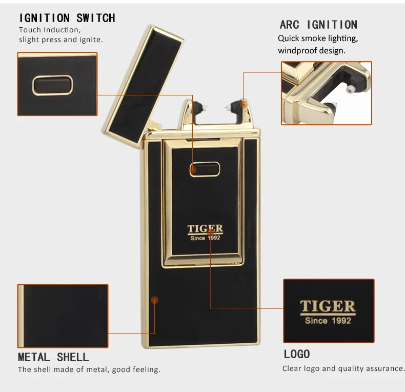 GALINER Зажигалка-Тигр ветрозащитные электрические дуги USB зажигалки зарядка прикуривателя металлические зажигалки для сигарет
