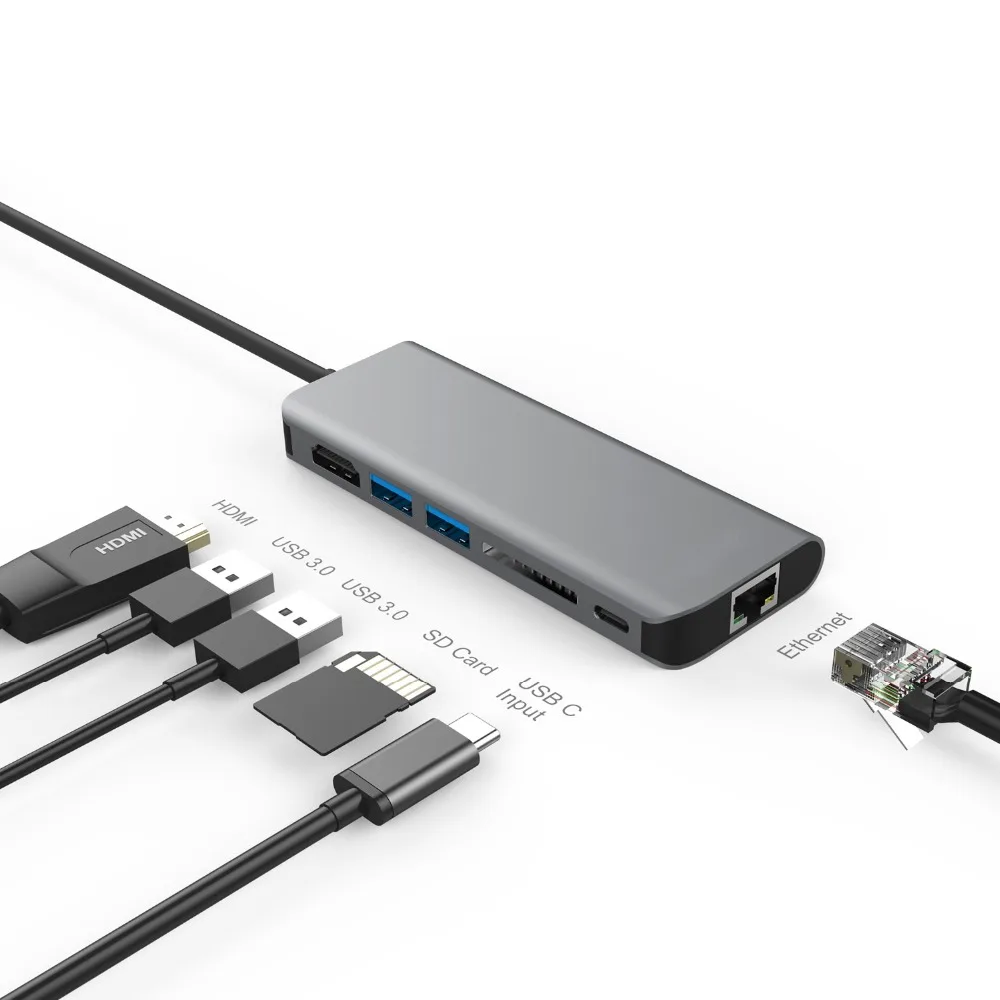 

USB HUB USB C 3.1 HUB HDMI Etehernet USB 3.0 PD Thunderbolt3 Adapter For Macbook Samsung Galaxy S9 S8 Huawei Mate 10 P20 Pro