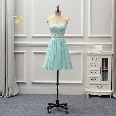 Light Sky Blue Robe De Soiree Courte Vestidos Coctel Голубое Кружевное платье невесты для выпускного вечера вечерние платья Robe demoiseur D'honneur JO12A - Цвет: Light Sky Blue