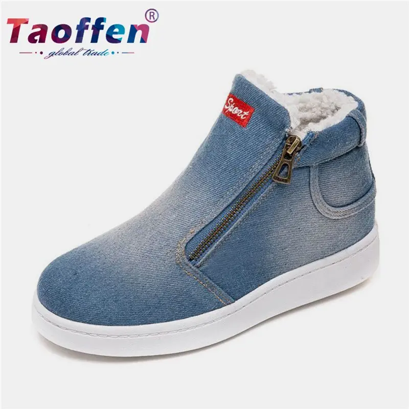 Taoffen/Женская обувь для скейтбординга; Зимние Теплые ботильоны на меху; Классическая Повседневная Спортивная обувь; женские повседневные кроссовки; легкие Размеры 35-44