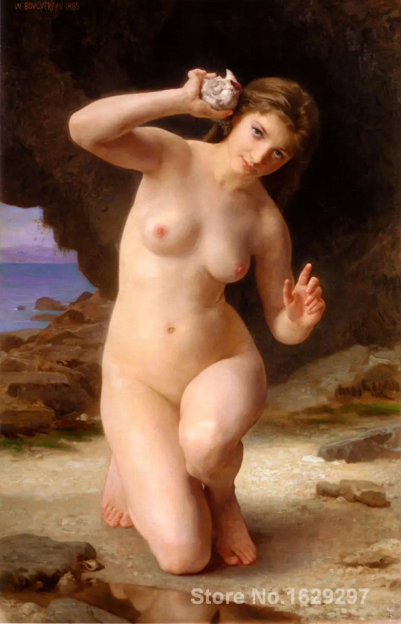 

famous portrait painting Woman with Shell by William Adolphe Bouguereau Hand painted High quality