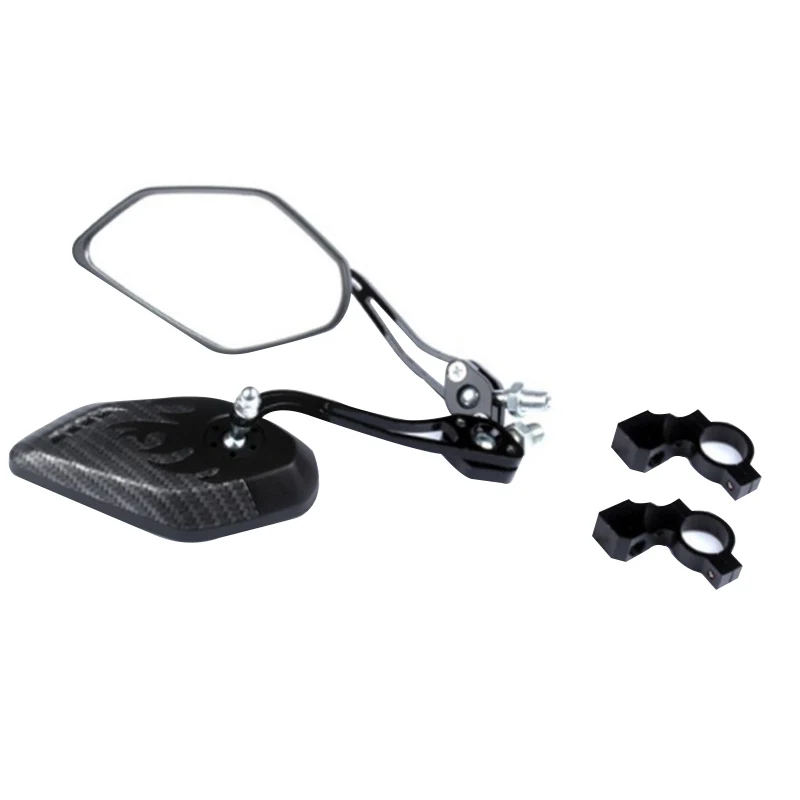 Hot 1 Pair Mountain Bike Rearview Mirror 3k Carbon Pattern Reflective Safety Mirror MCK99 - Цвет: Черный
