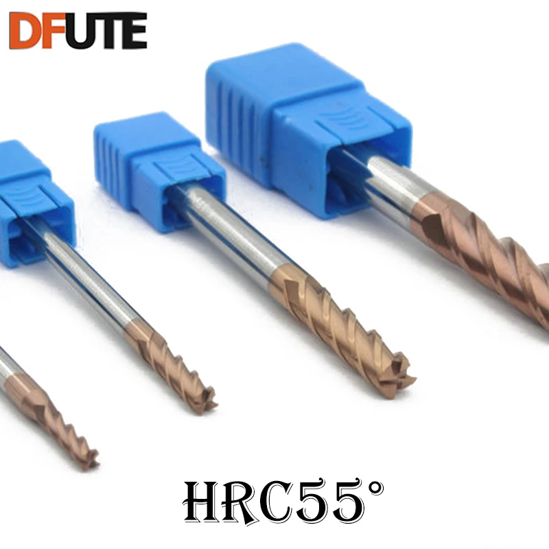 DFUTE HRC55 Tungsten coating Flat End Mills CNC Bit Drill Bit Milling