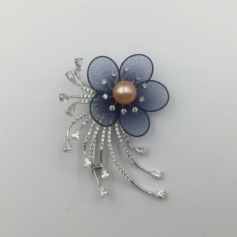 Sinya Natural Pearl Brooch high luster with white Gold plated Brooches New arrival 2018 Pearls color pink purple white optional (17)
