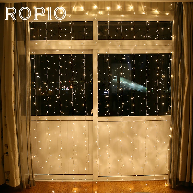 

ROPIO 1.8x2.5m 300 LED Holiday Lighting Curtain String Light 8 Modes Garland Fairy Light For Christmas Wedding Party Decoration