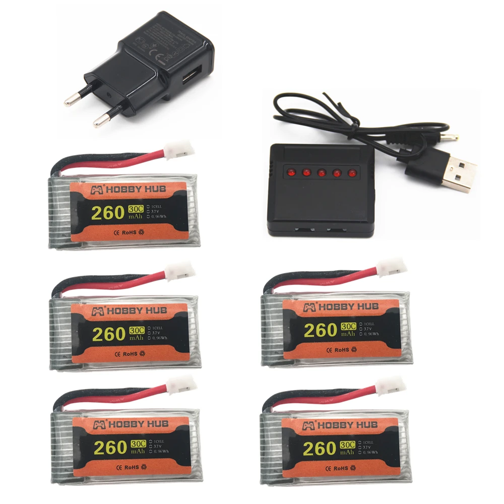 Батарея для H36 батарея 3,7 V 260mAh для Eachine E010 E011 E013 Furibee F36 NH010 H36 RC Квадрокоптер части Lipo батарея - Цвет: 5PCS 5in1 EU