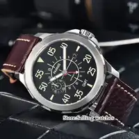 44mm Parnis SS Case Leather Luminous GMT Waterproof Mechanical Automatic Men's Watch
