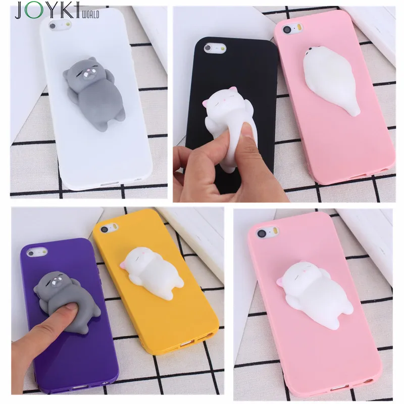 

Squishy Mobile phone Cases For iphone 7 7Plus Cute 3D Soft Lazy Cat Cartoon phone Back Cover Candy colors case for iphone 6 6s