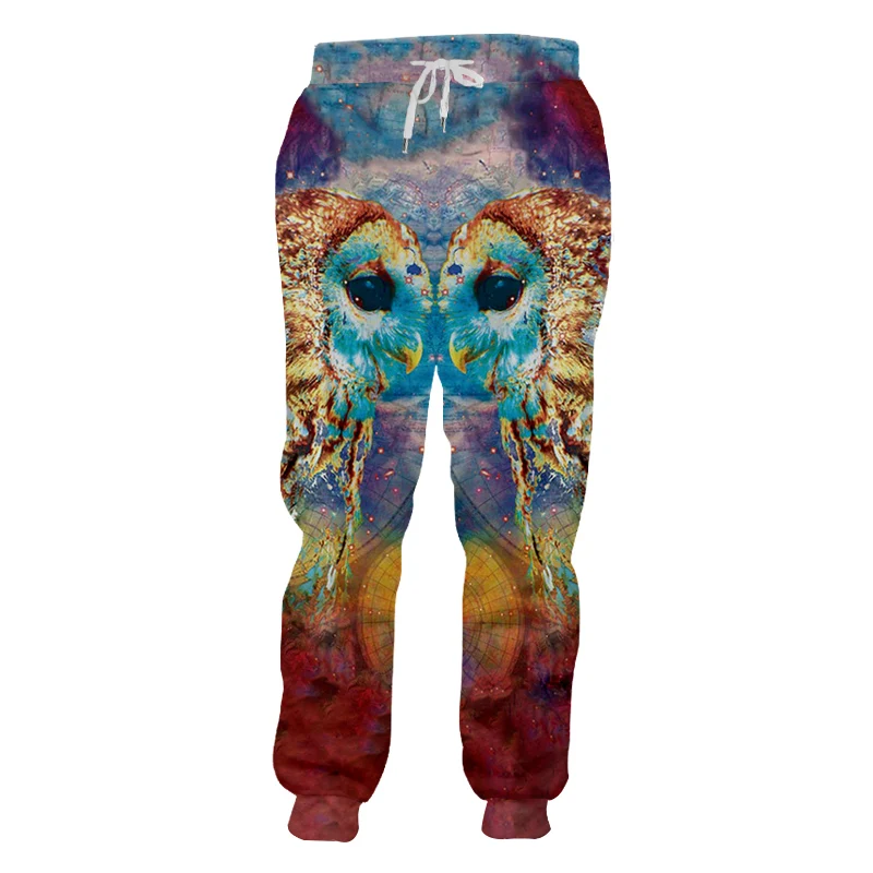 CJLM Unisex Hip Hop 3D Printed Service Oringial Colored Owl Custom Plus Size Sweatpantss Dropshipping