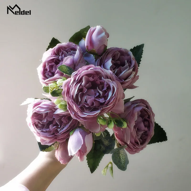 artificial flowers silk peonies bouquet  9