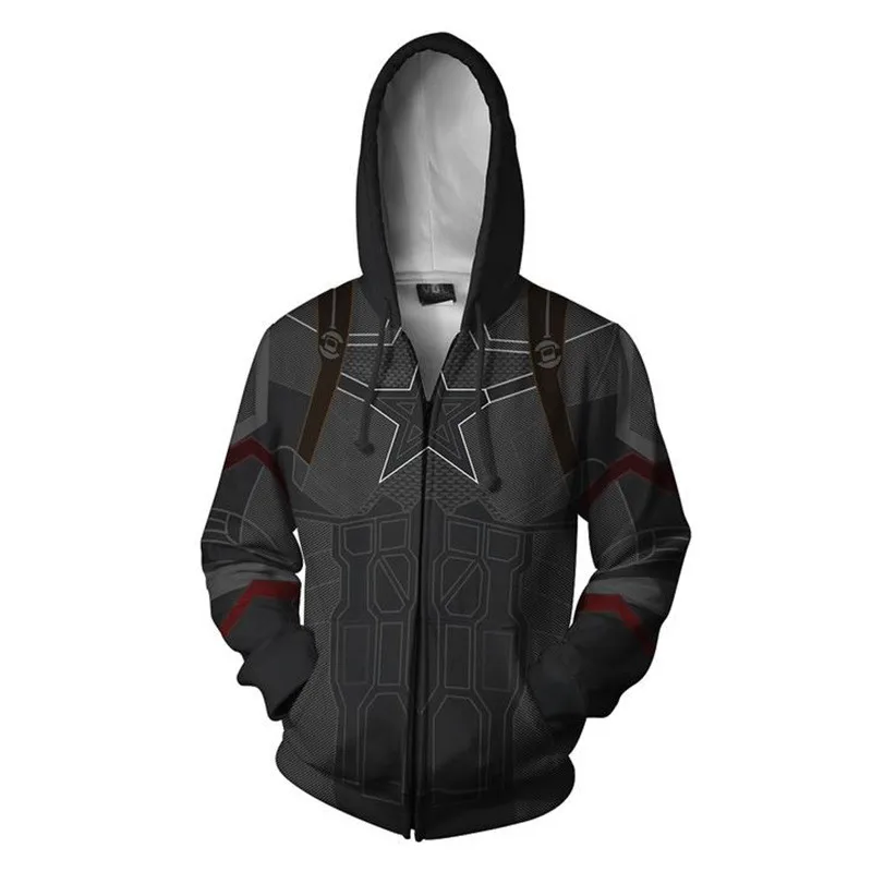 Zipper style Толстовки с капюшоном из фильма «Капитан Америка», Маскарадные костюмы, пальто супергероя, куртка, свитер на молнии для взрослых мужчин и мальчиков - Цвет: Zipper style