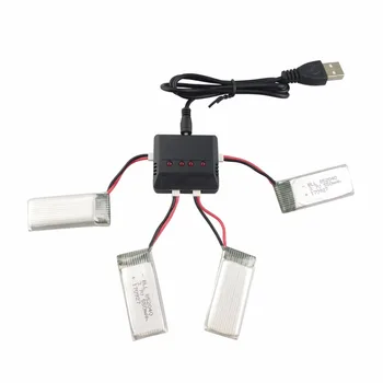 

4PCS 3.7V 550mah for JXD523 523W H43HW lithium battery 4 in 1 charger folding four-axis aircraft remote control UAV battery