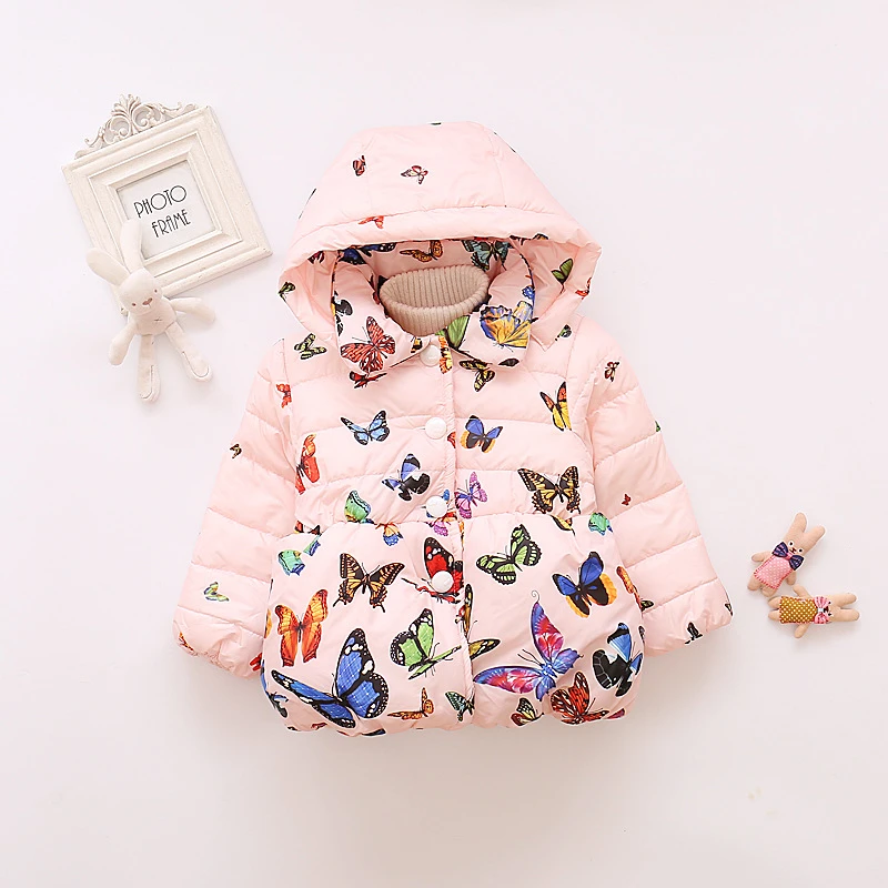 

Baby Girls Butterfly Print Hoodies Jacket & Coat Autumn & Winter Children Girls Clothes Kids Toddle Outerwear Warm Coat