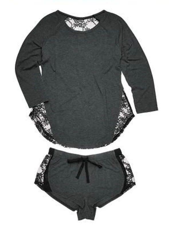 Сексуальный женский домашний костюм, хлопковое кружевное ночное белье, пижамный комплект, домашняя одежда для женщин, комплекты повседневной одежды