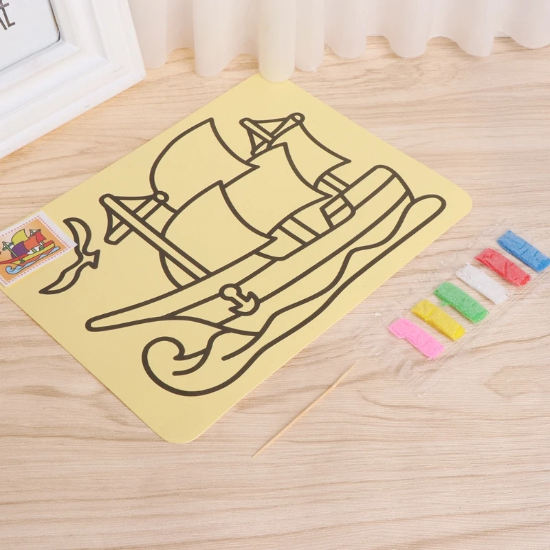 2019 Новый 1 комплект картина из песка раскраска на основе песчаной живописи творчества желтая бумага инструменты рисования ремесла детские