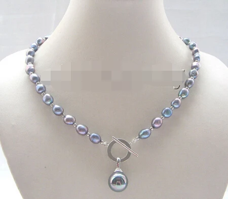 

huij 001921 Beautiful 20" 9-11mm black baroque freshwater pearl necklace