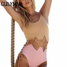GULYMNA слитный купальник женский бикини в стиле пэчворк купальный костюм открытая спина открытые пляжные купальники сексуальные бразильские Монокини