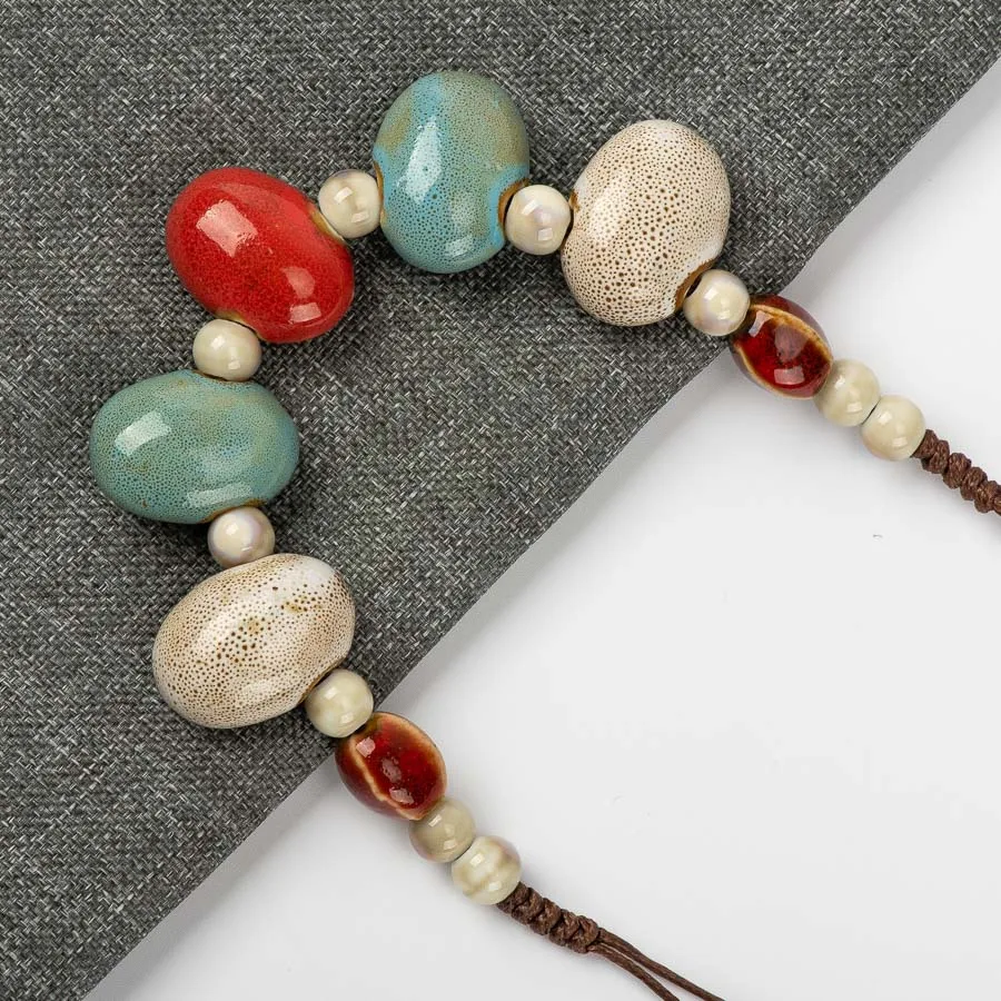 В форме булыжника, керамическое богемное ожерелье из бисера, кулон, винтажные ожерелья, классический стиль, ювелирные изделия# GY517