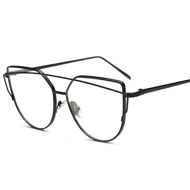 Yoovos New Arrival Cateye Glasses For Women Retro Optical Lens Glasses Metal Frame Sunglasses Female Luxury Transparent Glasses - Цвет линз: Black Clear