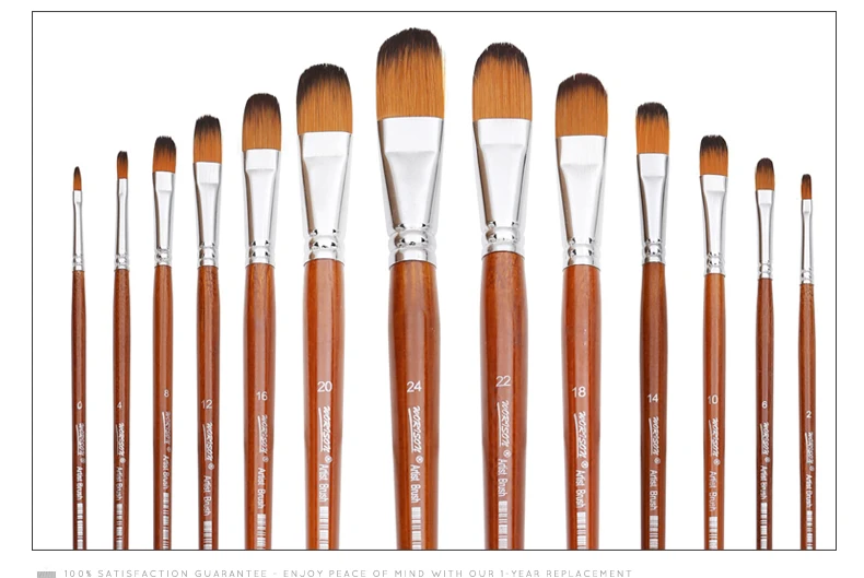 Lidar com Pincéis de Pintura em Aquarela Pincel para Óleo Cabelo de Náilon Dainayw Filbert Escovas Profissional Longo Acrílico 13 Pçs 7 High Quality Material escolar e de escritório