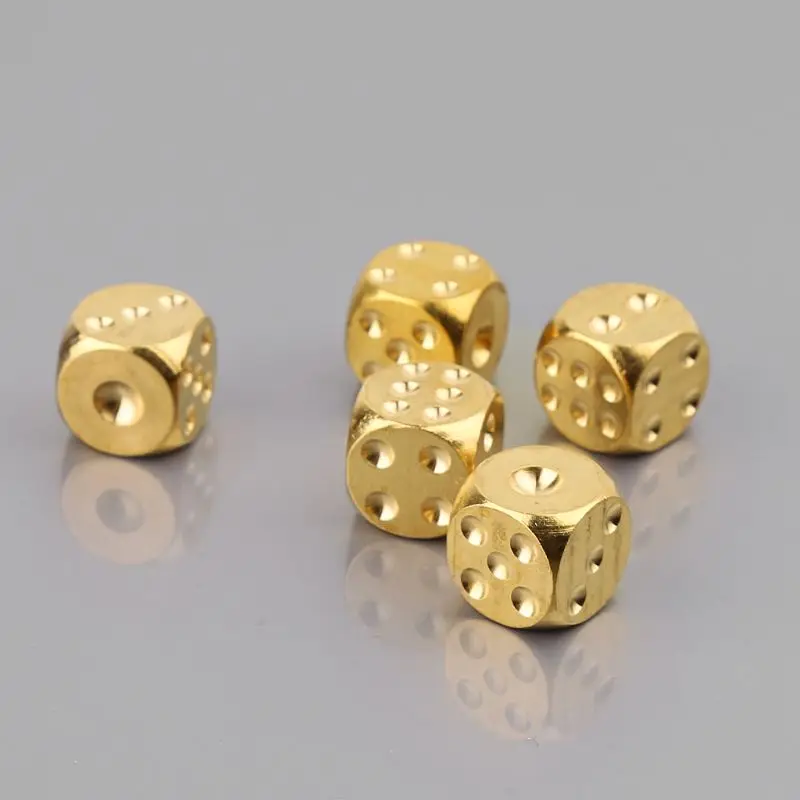 

Brass Dices Solid Metal Polyhedral Club Bar Dice Playing Game Tool 15X15X15mm