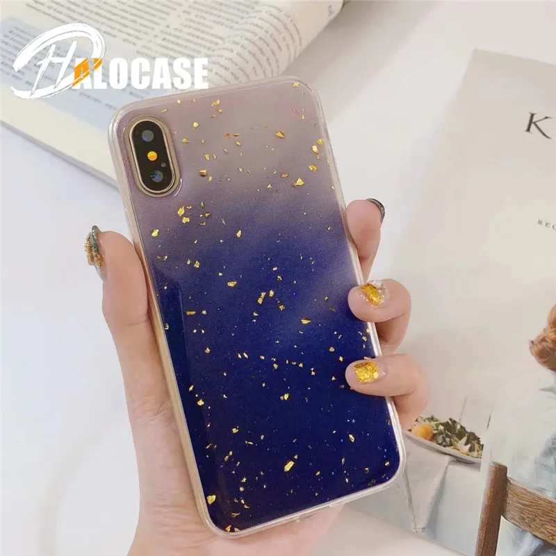 

Luxurious Gold Foil Glitter Soft Silicone TUP Phone Case Cover For iPhone 10 X 6S 7 8 6 Plus XS XR XS MAX Phone Cover Coque Capa