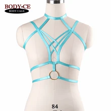 Обвязка для тела Нижнее Белье Голубое озеро эластичный ремень для регулировки Топы бондаж бюстгальтер сексуальный Готический фетиш бдсм Эротика полный Хэллоуин одежда в стиле рейв