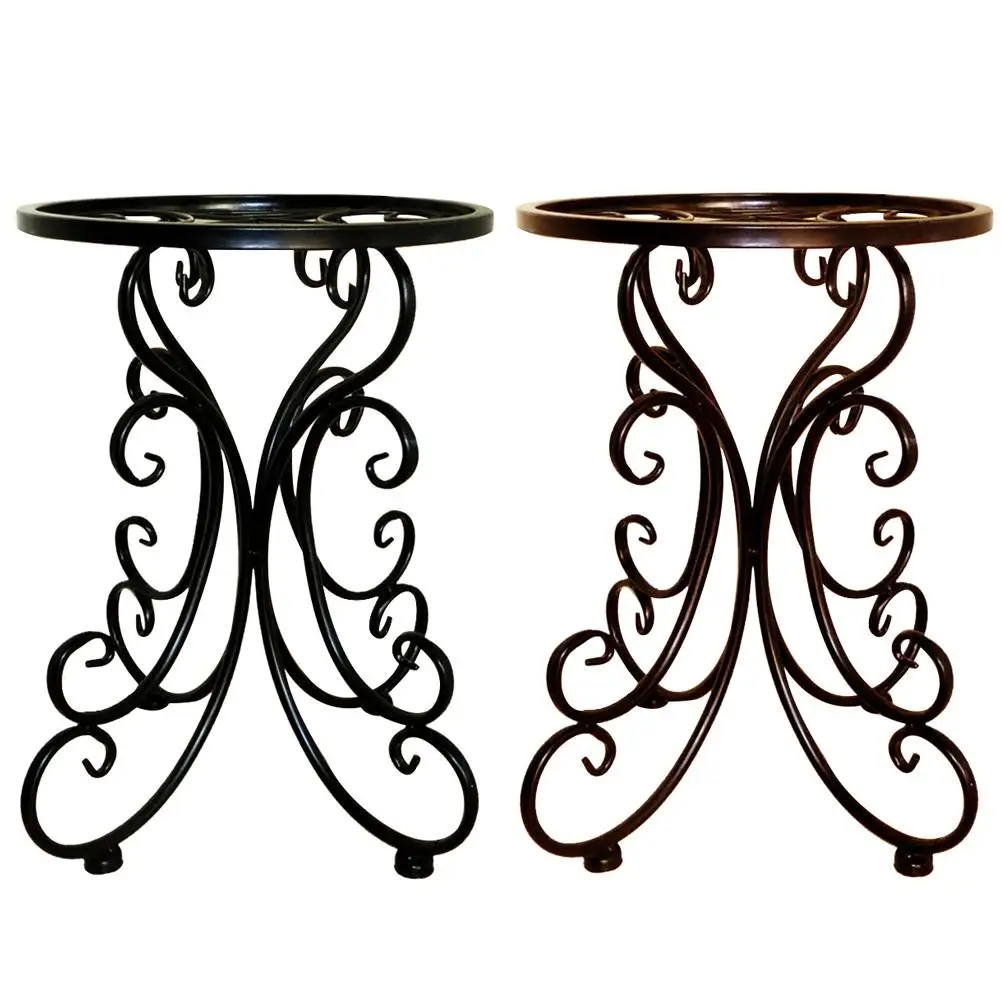 

Indoor Balcony Single Wrought Iron Flower Pot Stand Round Stool Flower Rack Ideal For Patios & Porches & Office & Balconies