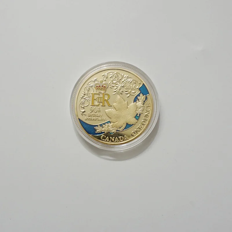 

1pcs One Ounce British Coin 90th Birthday Queen Elizabeth II Gold Plated Coin Free Shipping