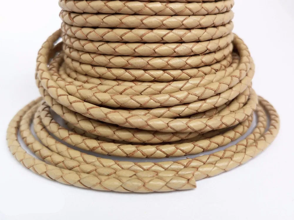 Плетеный шнур из натуральной кожи 3 мм 50 метров|braided leather cord|leather cordgenuine braided cord |