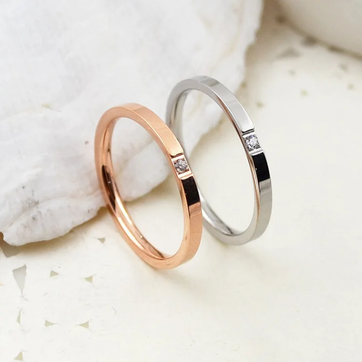 

New Arrival Titanium Steel Single Cubic Zircon Women Popular Ring Size 4 to 10 Available Cheap Engagement Rings