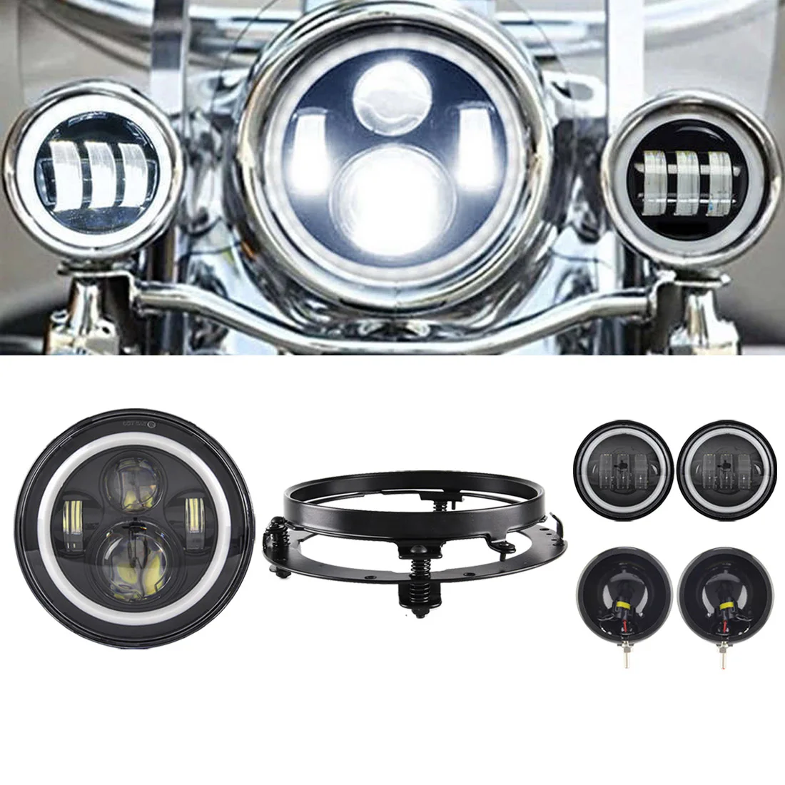 7 inch Led Headlight Hi Lo Beam with Bracket 4 5 Auxiliary Fog Spot font b