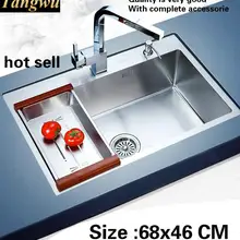 Горячая стандартная Мода Мини кухня ручная раковина одинарная мойка 304 пищевой нержавеющей стали люкс 68x46 см