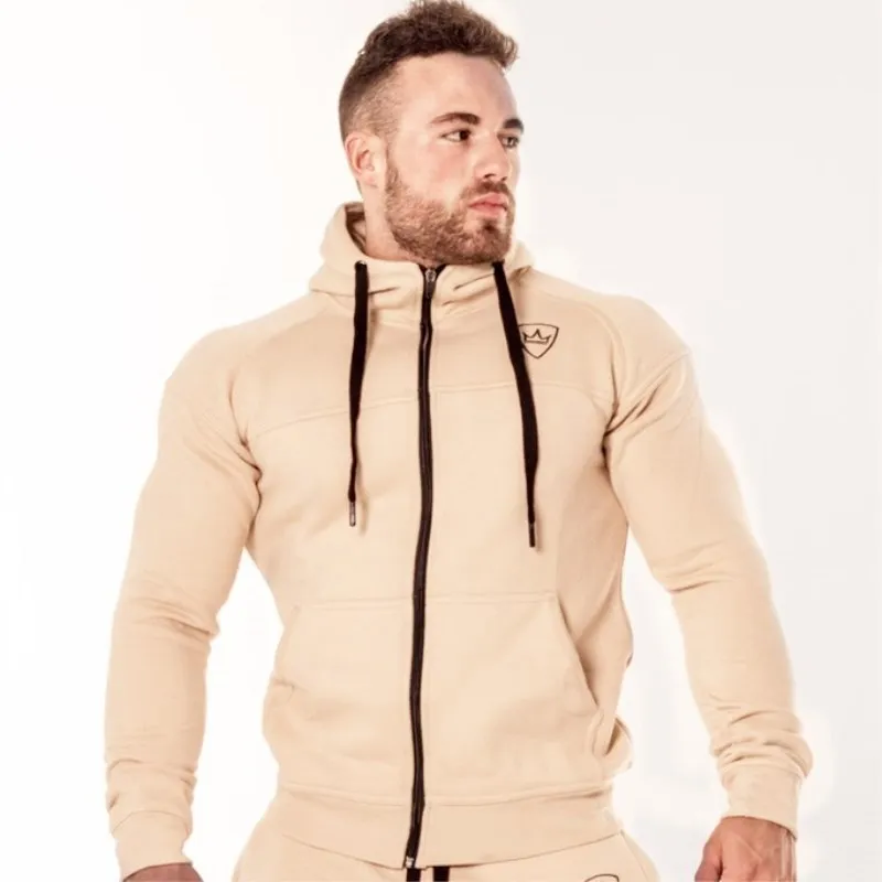 MLCRIYG  Fall 2019 New Cotton Men's Fashion Gyms Sports Outdoor Leisure Jogger Sports Zip Hoodie Hot Sale 4-Color m-xxl