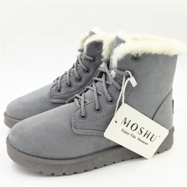 Classic Women Winter Boots Suede Ankle Snow Boots Female Warm Fur Plush Insole High Quality Botas Mujer Lace-Up -