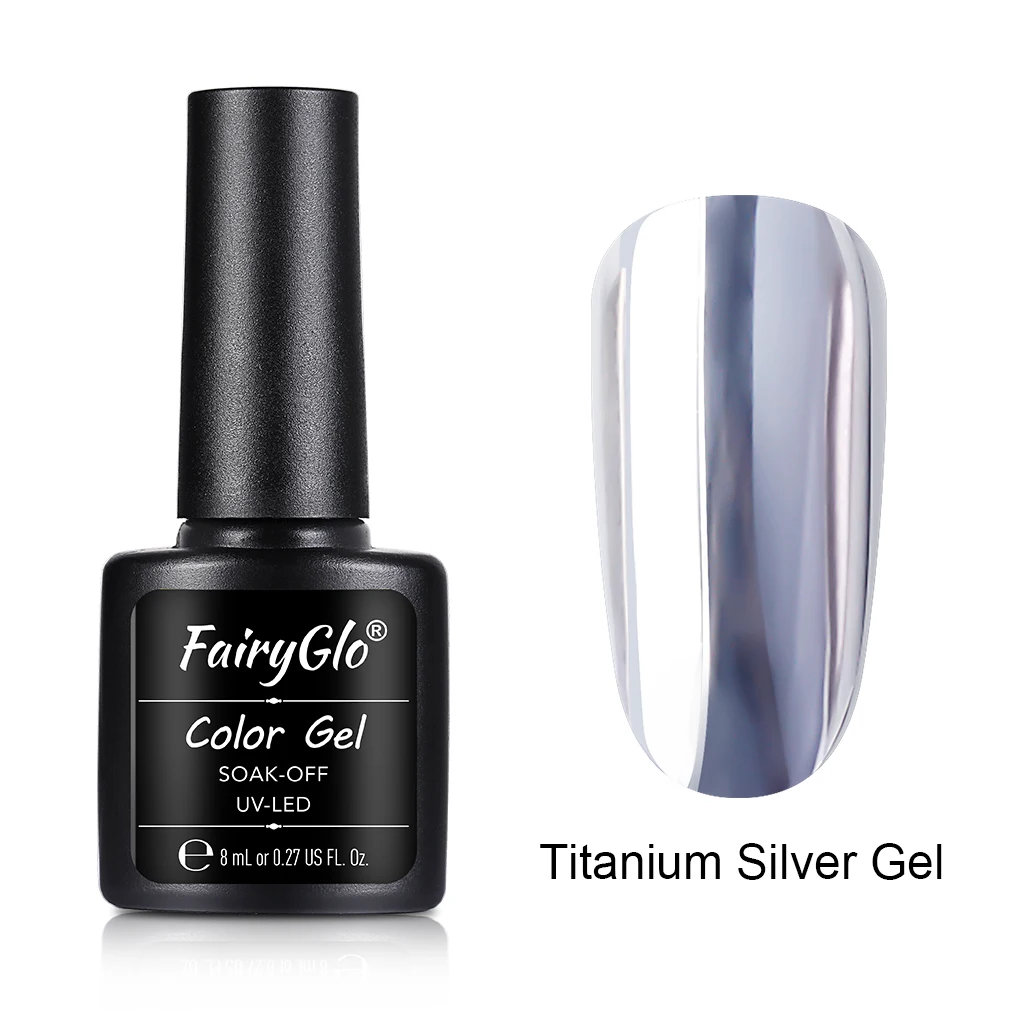 Fairyglo 8ml Mirror Titanium Gel Nail Polish Uv Gel Varnish Use With Gemstone Glass Gel Polish