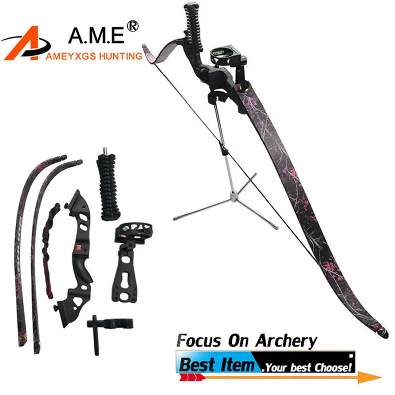 

1 Set 60" Recurve Bow Draw Weight 35/40/45lbs Bow Arrow Camping 5 pins Sight Arrow Rest Tack Drown Crossbow