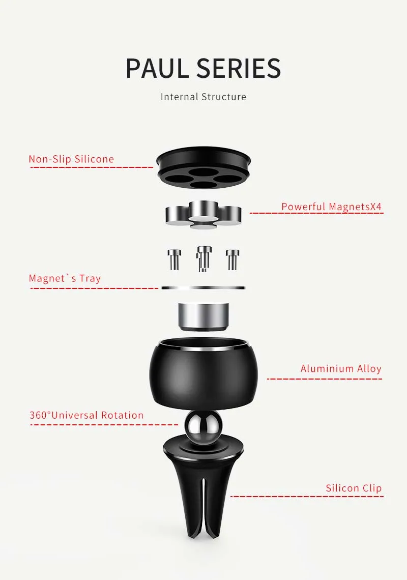 Xundd магнитный автомобильный держатель для телефона на 360 градусов Магнитный держатель на вентиляционное отверстие автомобиля для красивого алюминиевого сплава