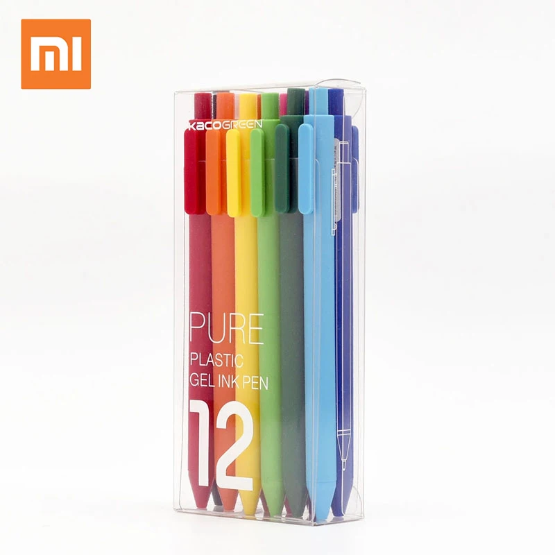 Оригинальная цветная ручка-знак iaomi Mijia KACO, 12 цветов, 0,5 мм, запасной стержень из АБС-пластика, длина записи 400 м от Xiaomi, экологическая цепь - Цвет: Colorful 12 pcs