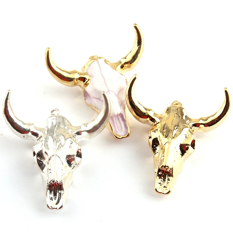 

Fashion Cow Head Pendant With 3 Color Decoration for Jewelry Charms