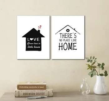 

AtFipan Modern Home Decor Nordic Minimalist Love Hut Frameless Decorative Painting Canvas Wall Art Poster for Living Room