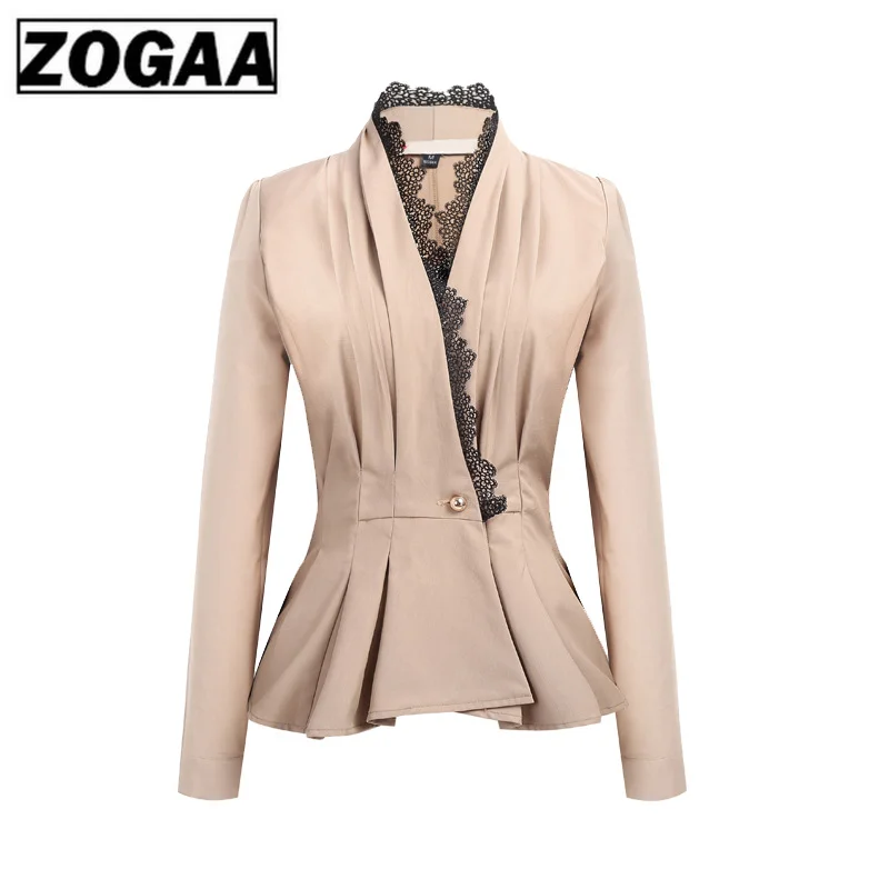 

2019 autumn women's coat lace V collar waist casual suit