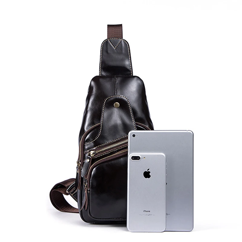  TIANHOO 100% bolsos de cuero genuino para hombres teléfono inteligente puerto de carga usb bolsa de