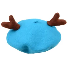 Детские береты с рисунком оленьи рога для мальчиков и девочек, детские шапки с рисунком художника во французском стиле, г. Детская шерстяная теплая плоская шапка