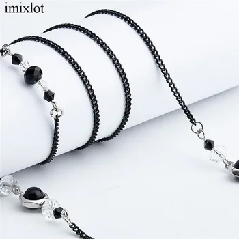 

imixlot Creative Simple Anti-skid Black/Silver Beaded Glasses Chain Hanging Neck Lanyard For Men Women Decorative Jewelry