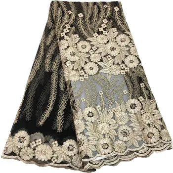 

2019 New African Sequins Cord Lace High Quality French Lace Fabric With 3D Flower African Lace Fabric For Nigerian Wedding H1550