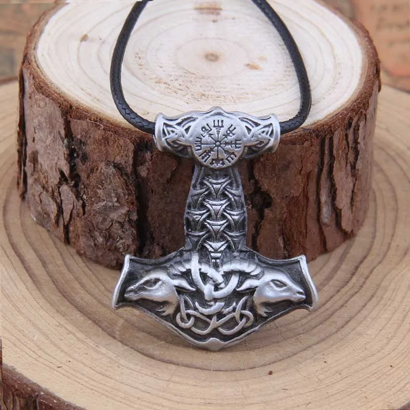 

Yage 5Colors 1pcs Norse Vikings Amulet PENDANT Necklace Goat Thor's Hammer Pendant Necklace Original Animal Knot Viking