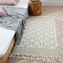 Хлопок ручной работы клетчатый Полосатый черный белый ковер с кисточками дизайн коврики машинная стирка коврик Богемия ковер килим